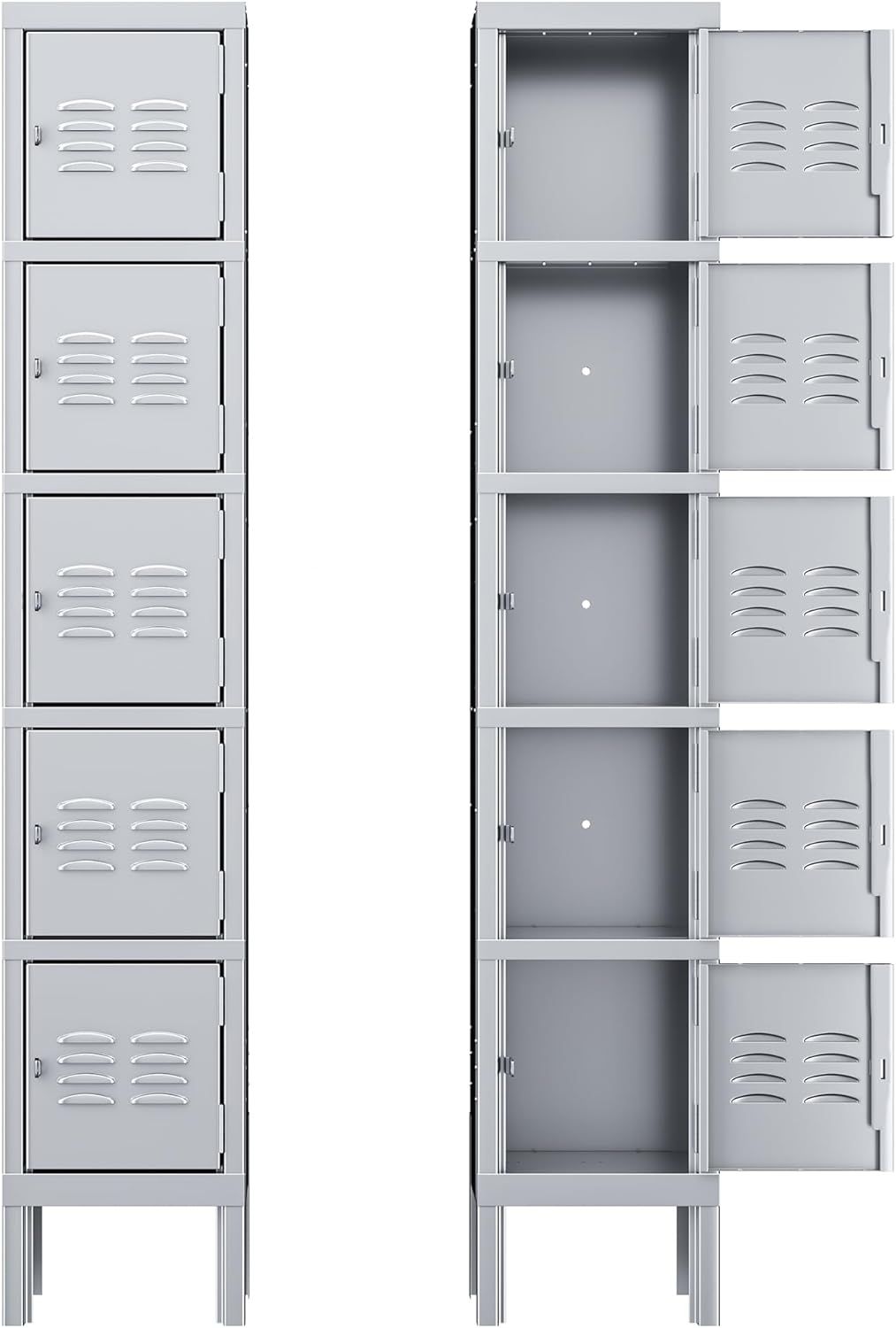 Gray 5-Door Steel Office Storage Locker Cabinet