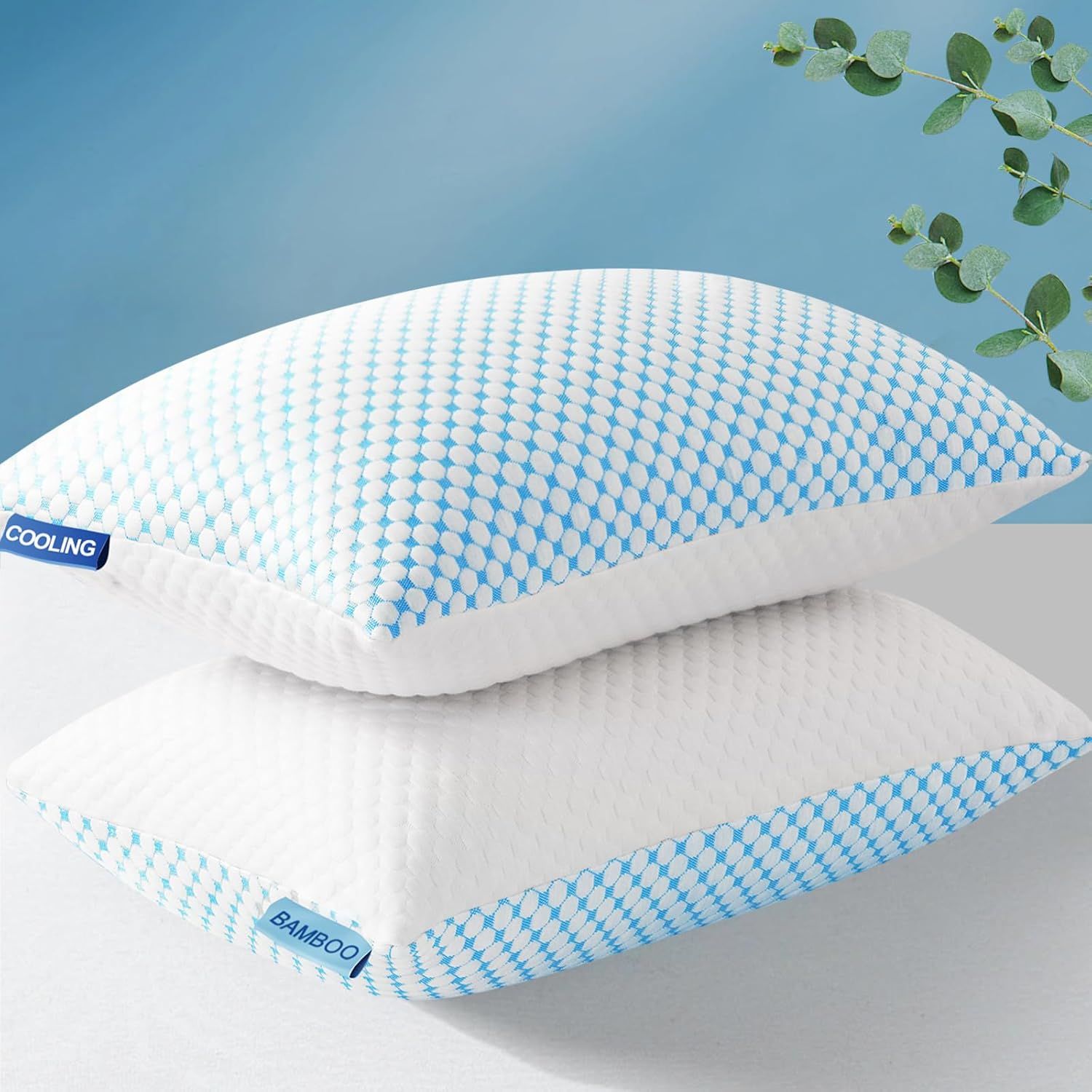 Queen Size Cooling Memory Foam Hypoallergenic Pillows 2-Pack