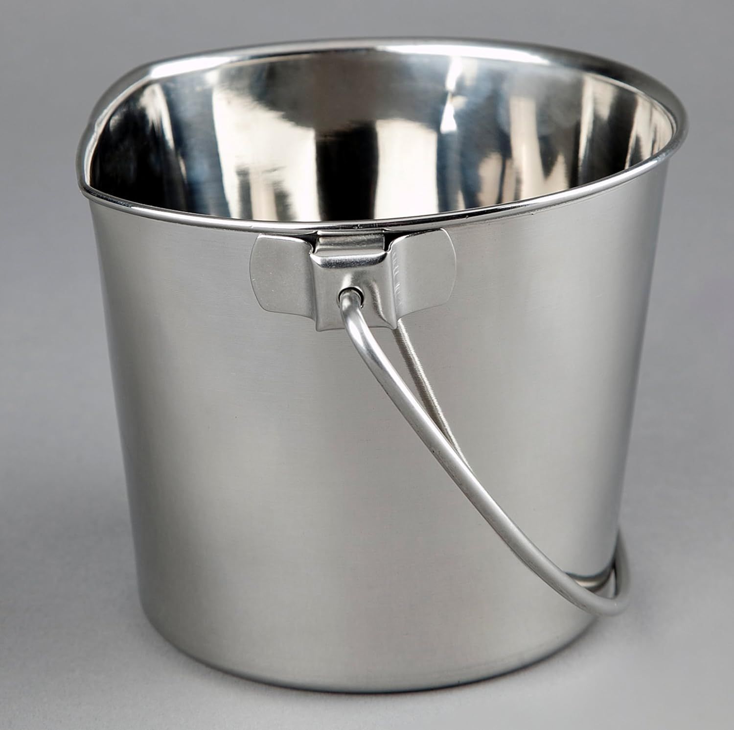 13 Quart Stainless Steel Flat Side Pet Food and Water Bucket