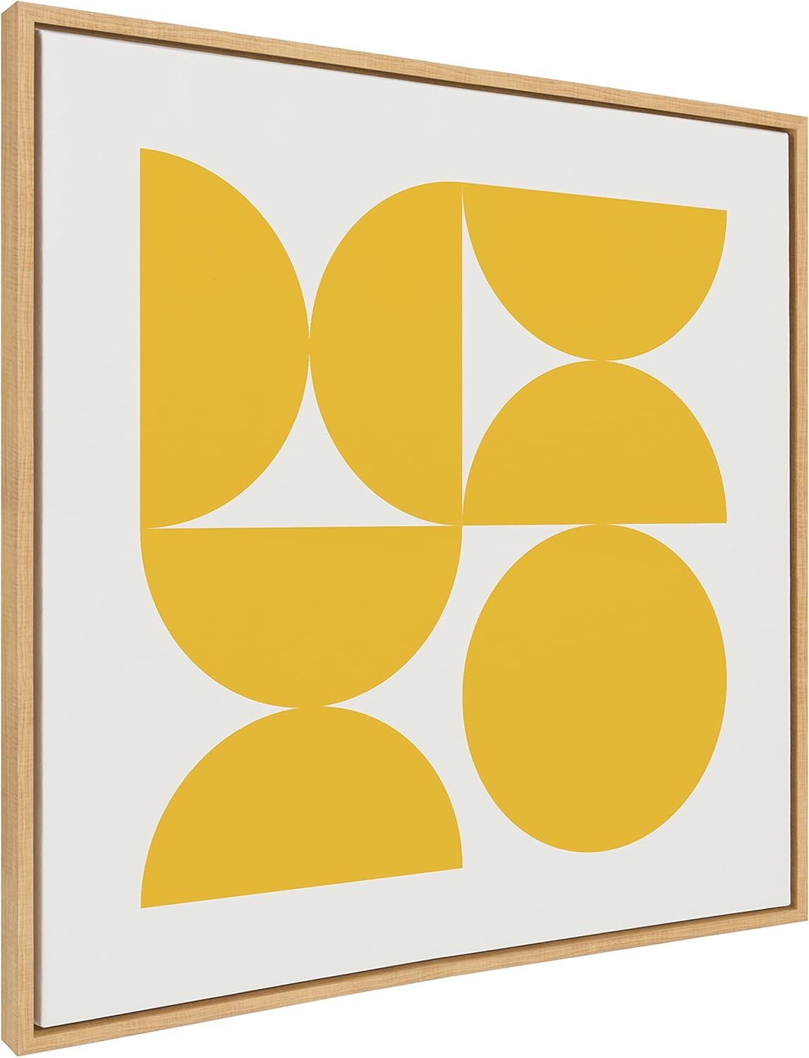 Sunshine Yellow Geometric Abstract Canvas Wall Art, 30x30 Natural Frame