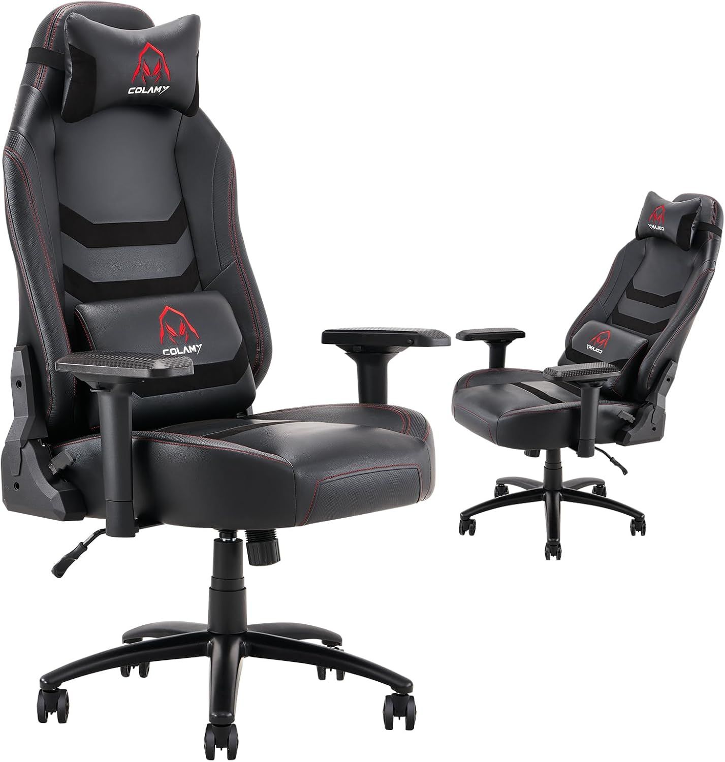 Black Ergonomic Leather Gaming Chair with Adjustable Armrests