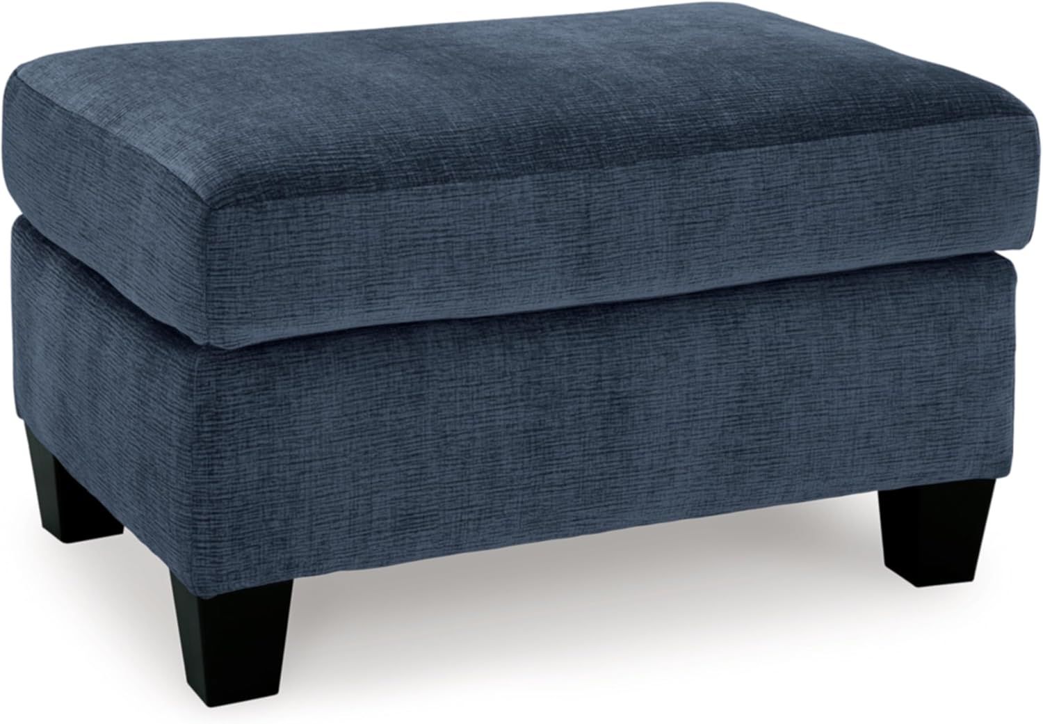 Blue Upholstered Rectangular Storage Ottoman