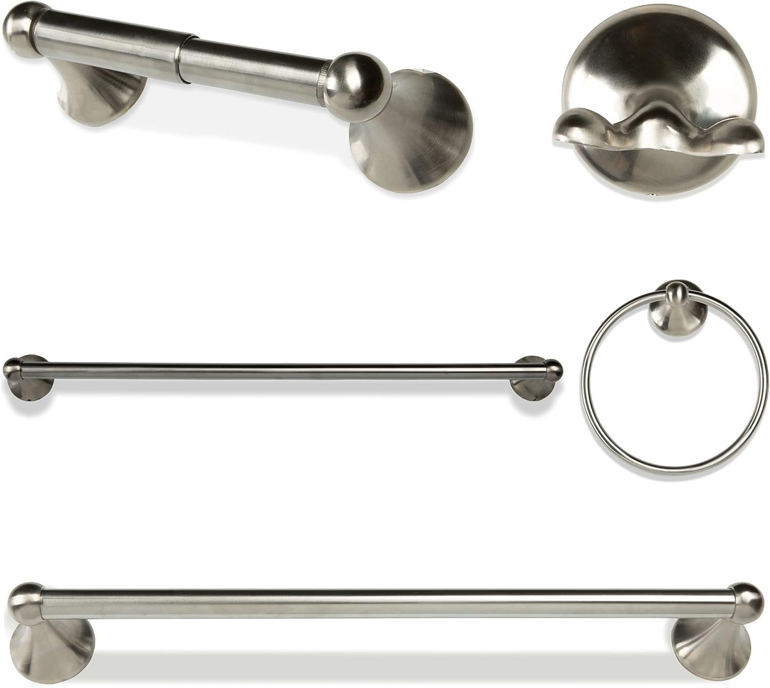 Satin Nickel 5-Piece Bathroom Hardware Accessory Set