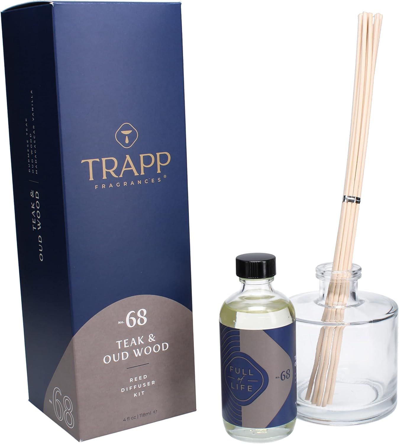 Teak and Oud Wood Reed Diffuser Kit with 4oz Oil