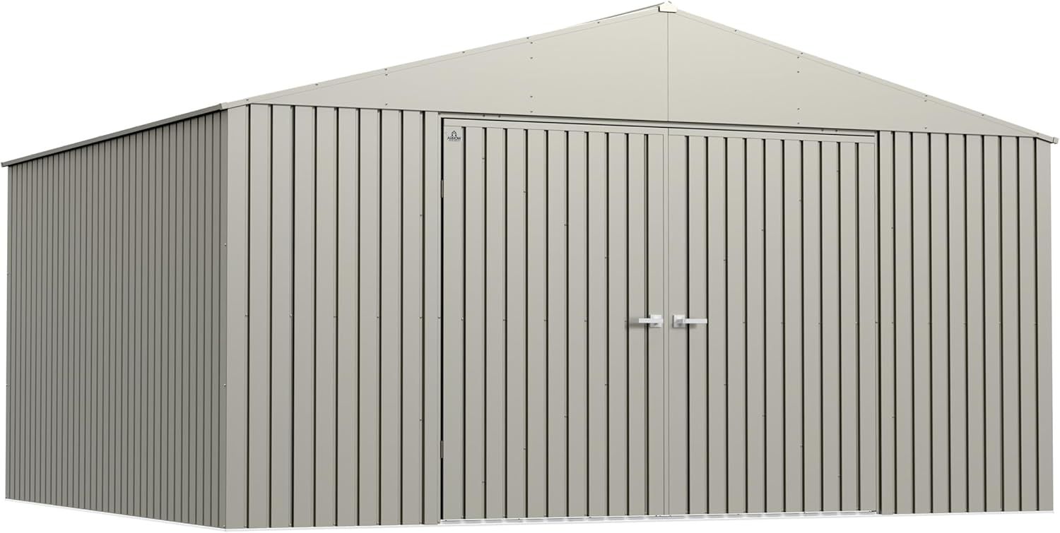 Elite Cool Grey 14' x 12' Steel Storage Shed with Swing Doors