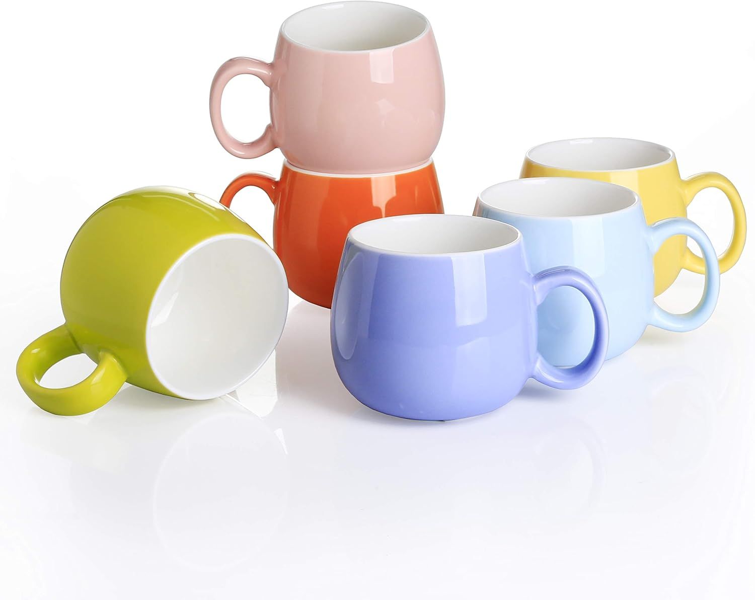 Colorful Ceramic 13.5 oz Modern Coffee Mug Set