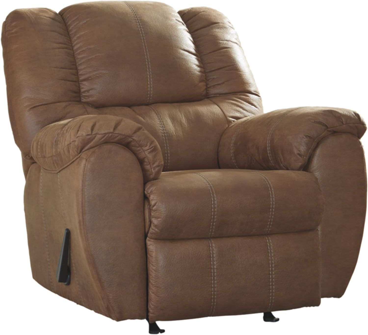 Saddle Brown Faux Leather Recliner with Metal Frame