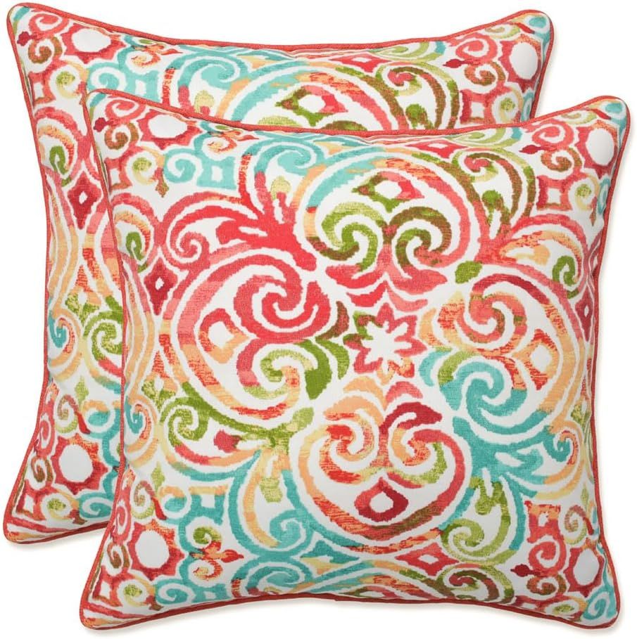 Corinthian Dapple Multicolor Square Outdoor/Indoor Throw Pillows Set