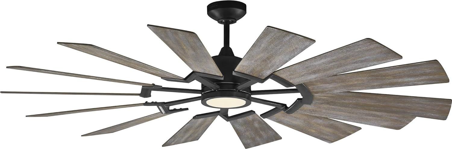 Aged Pewter 62" Prairie Ceiling Fan with Light Grey Weathered Oak Blades