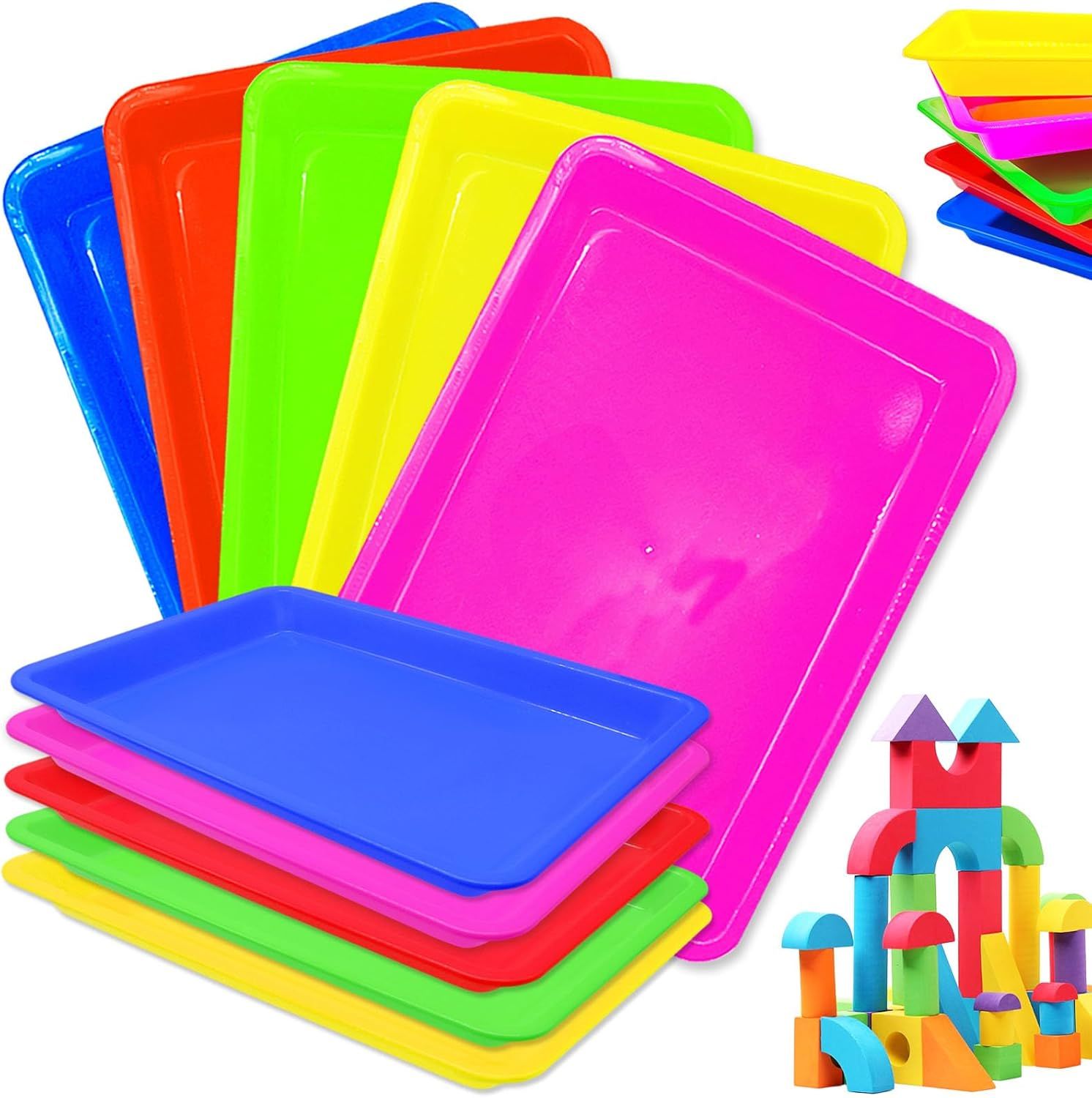 10 Pack Multicolor Plastic Art Trays for Kids Crafts and Painting