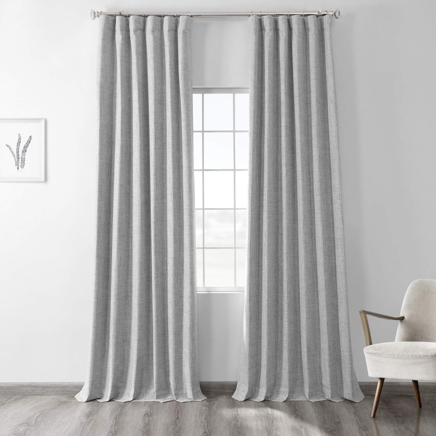 Millennial Grey Linen Weave Blackout Grommet Curtain Panel - 50 in. W x 84 in. L