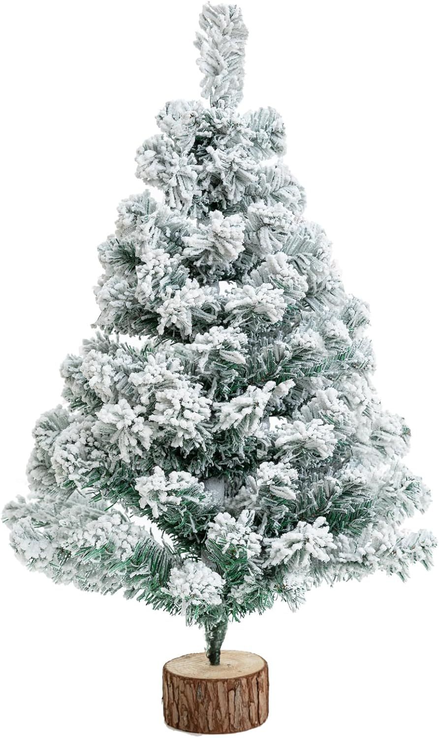 2FT Snow Flocked Green Pine Tabletop Christmas Tree