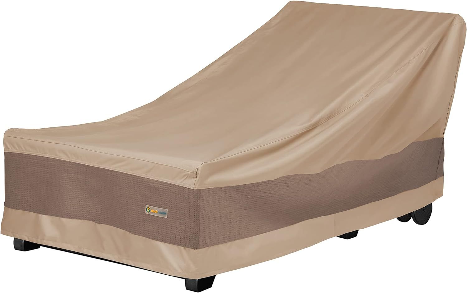 Elegant 86 Inch Beige and Brown Waterproof Patio Chaise Lounge Cover