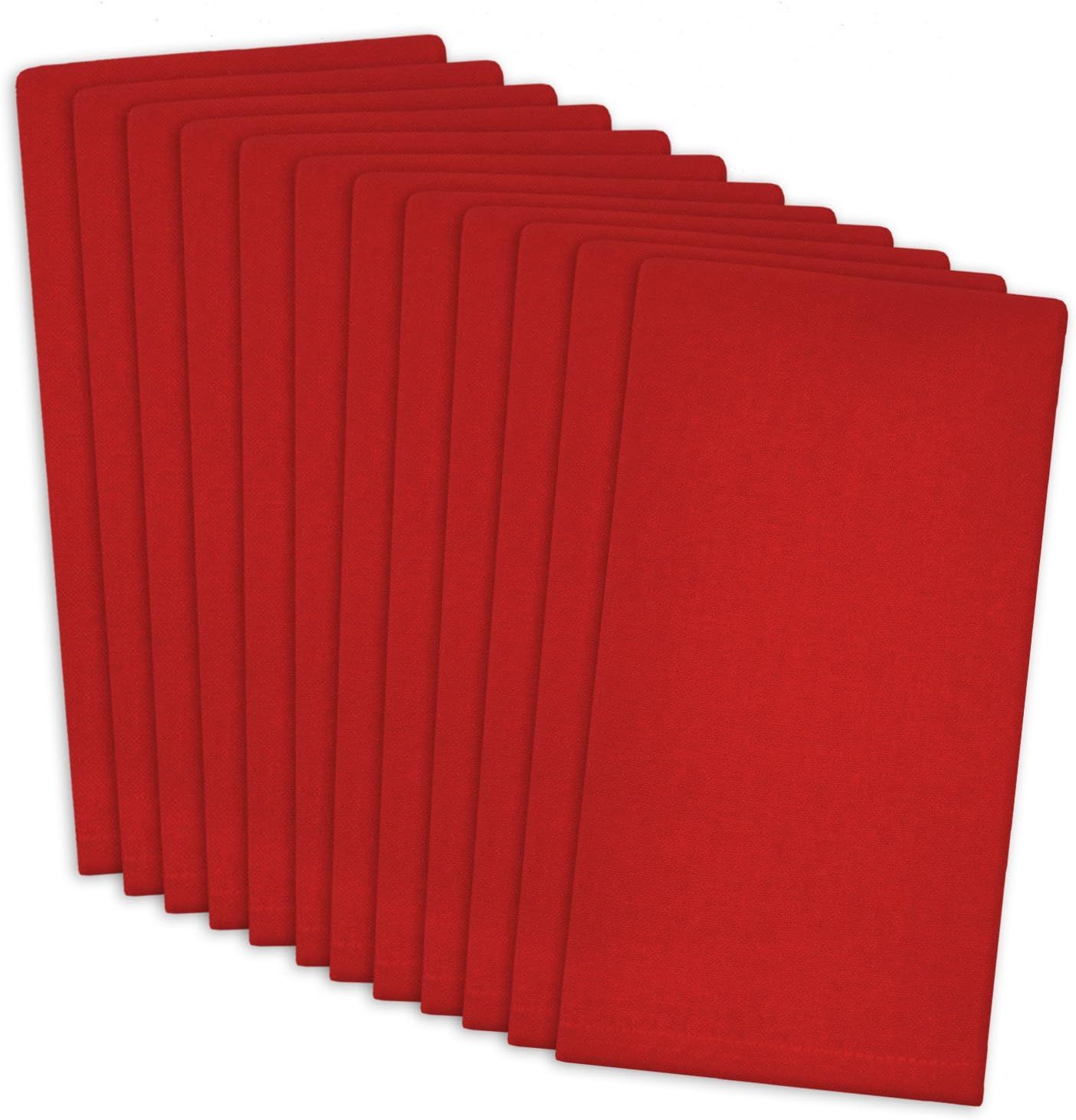 Tango Red Cotton Twill Square Buffet Napkin Set, 16x16, 12 Piece