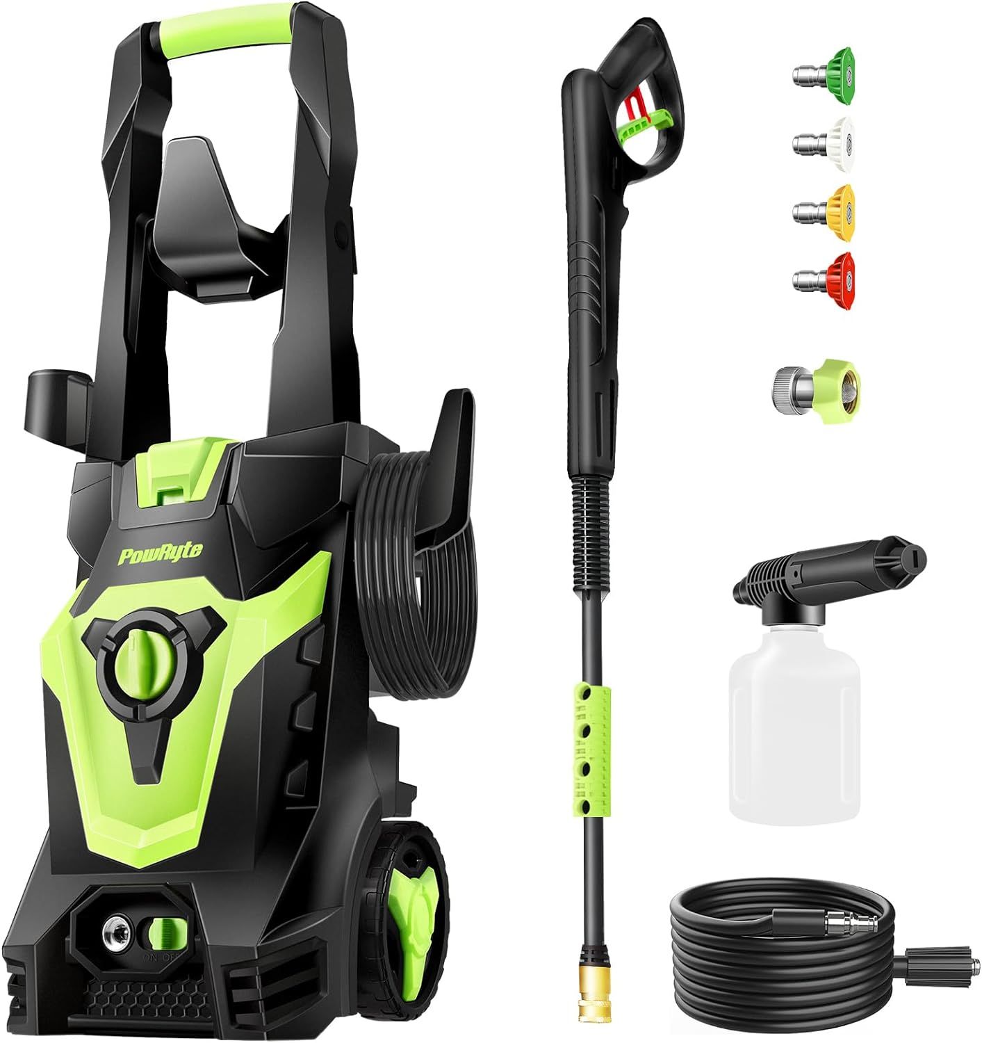 PowRyte 3800 PSI Electric Pressure Washer with Foam Cannon and Tips