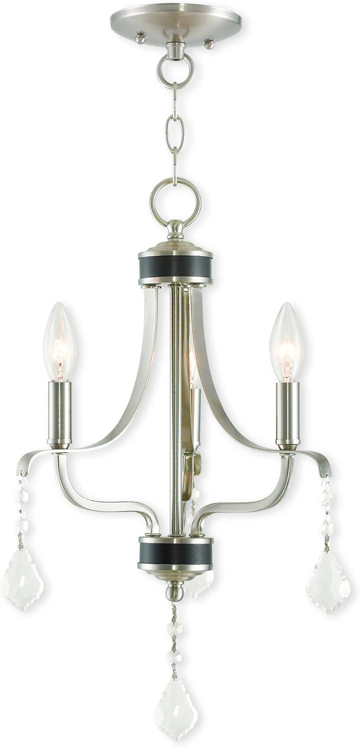 Brushed Nickel Mini Chandelier with Crystal Accents