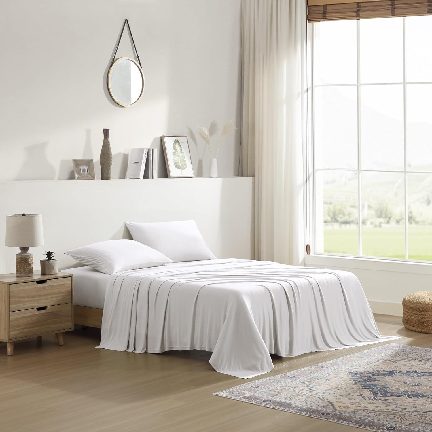 Twin White TENCEL Modal Jersey Knit Sheet Set