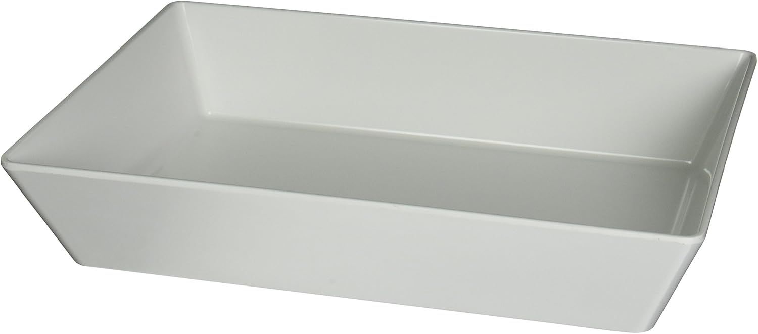 White Rectangular Plastic Serving Bowl, 136 oz