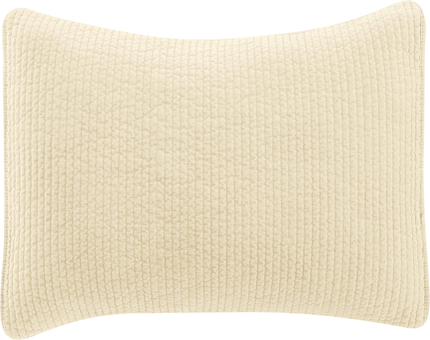 King Light Tan Cotton Velvet Quilted Pillow Sham