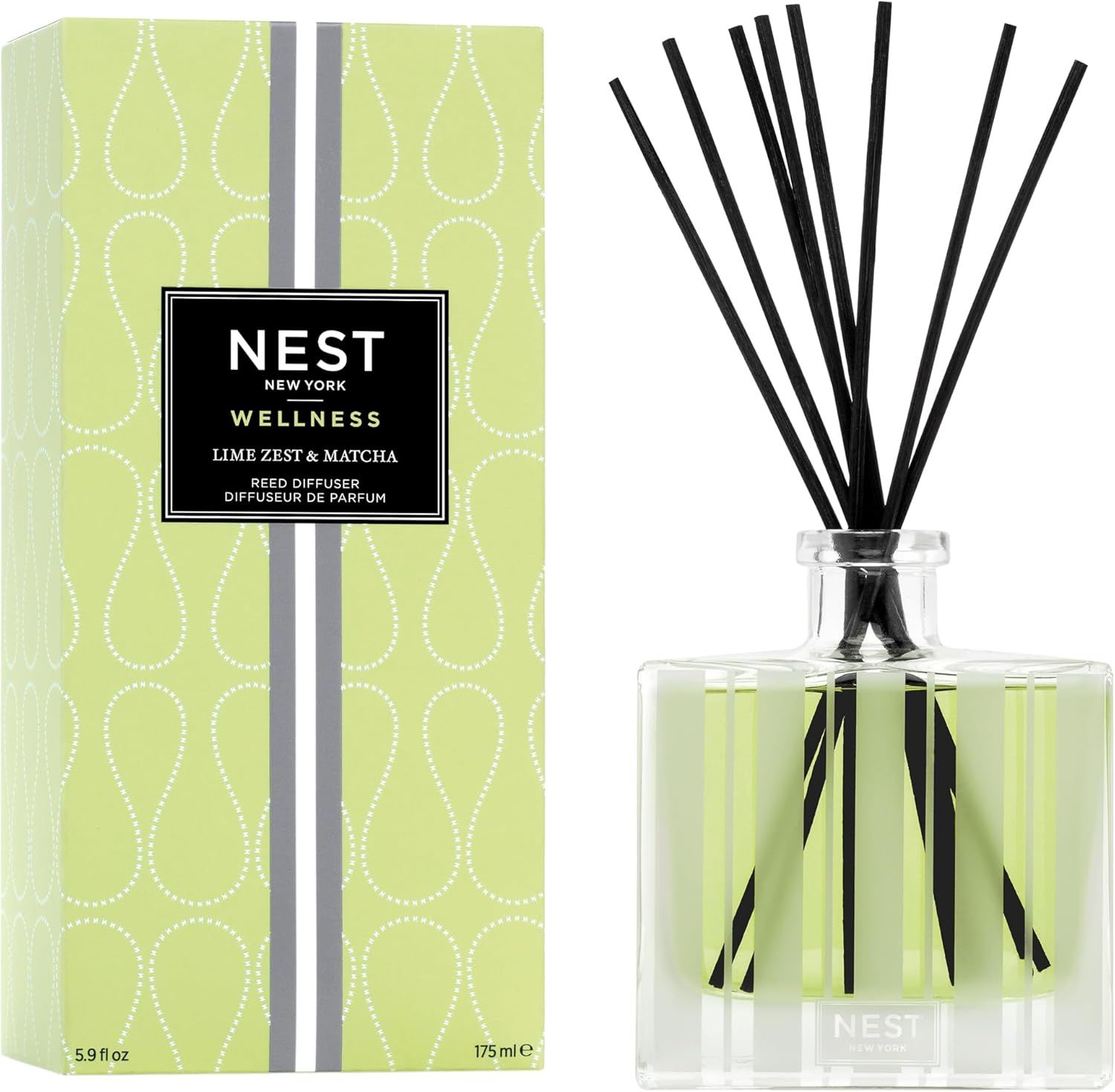 Elegant Frosted Lime & Matcha 5.9oz Glass Reed Diffuser