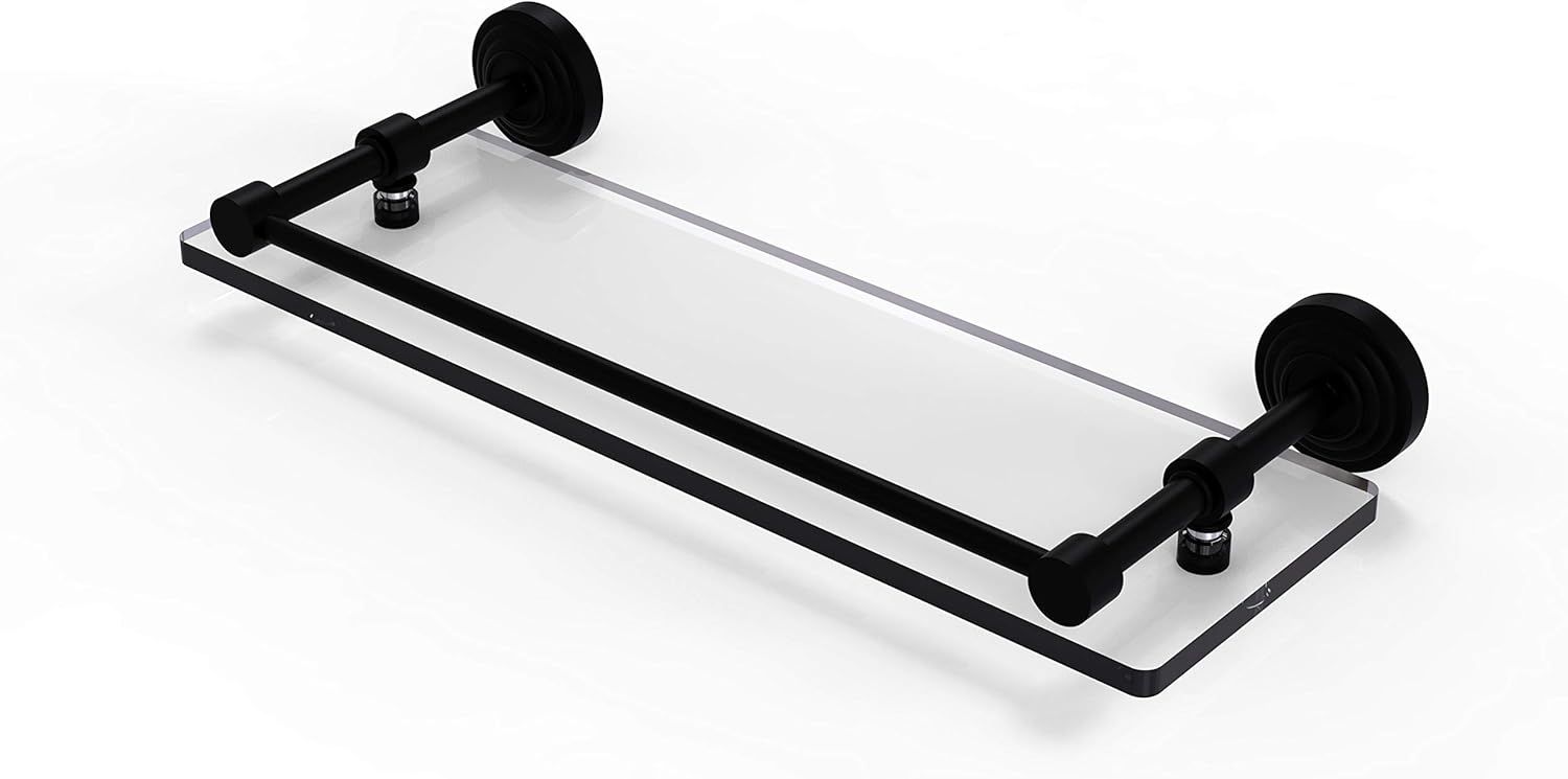 Matte Black 16" Tempered Glass Floating Wall Shelf