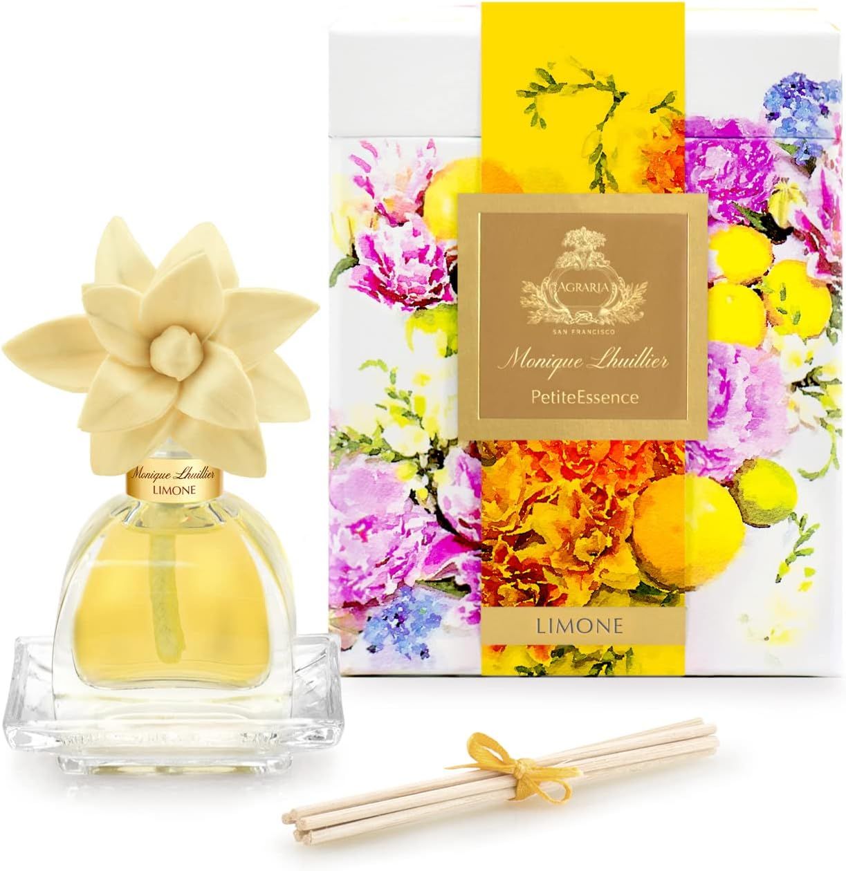 Limone Scented Botanical Oil Reed Diffuser with Handcrafted Sola Flower, 1.7 oz