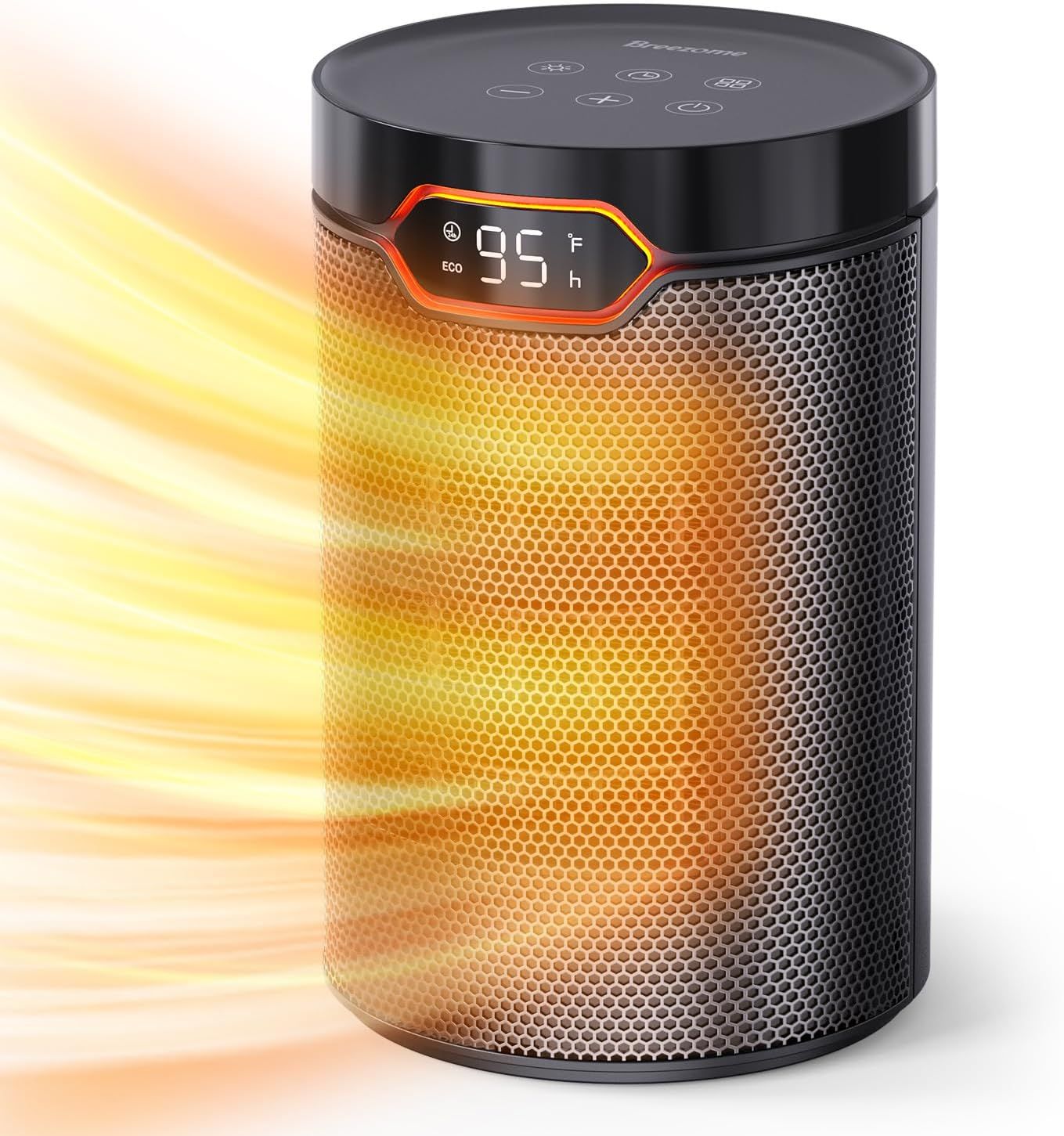 Black Ceramic Electric Tower Heater with Thermostat and Timer