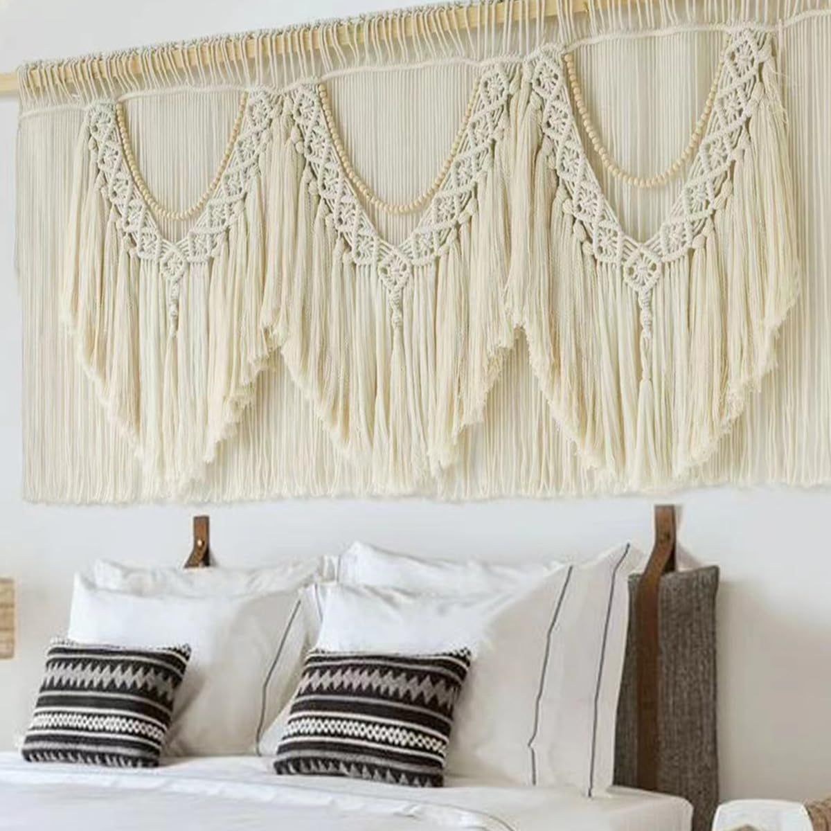 Extra Large Off-White Cotton Macrame Wall Hanging