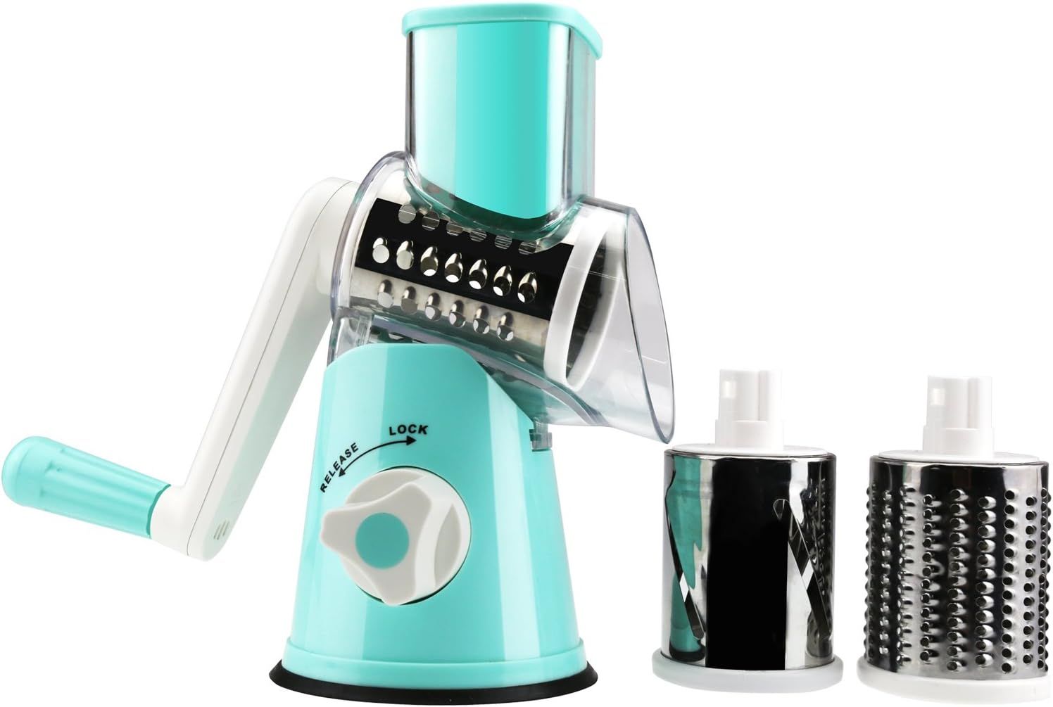 Blue Stainless Steel Drum Slicer with BPA-Free Plastic