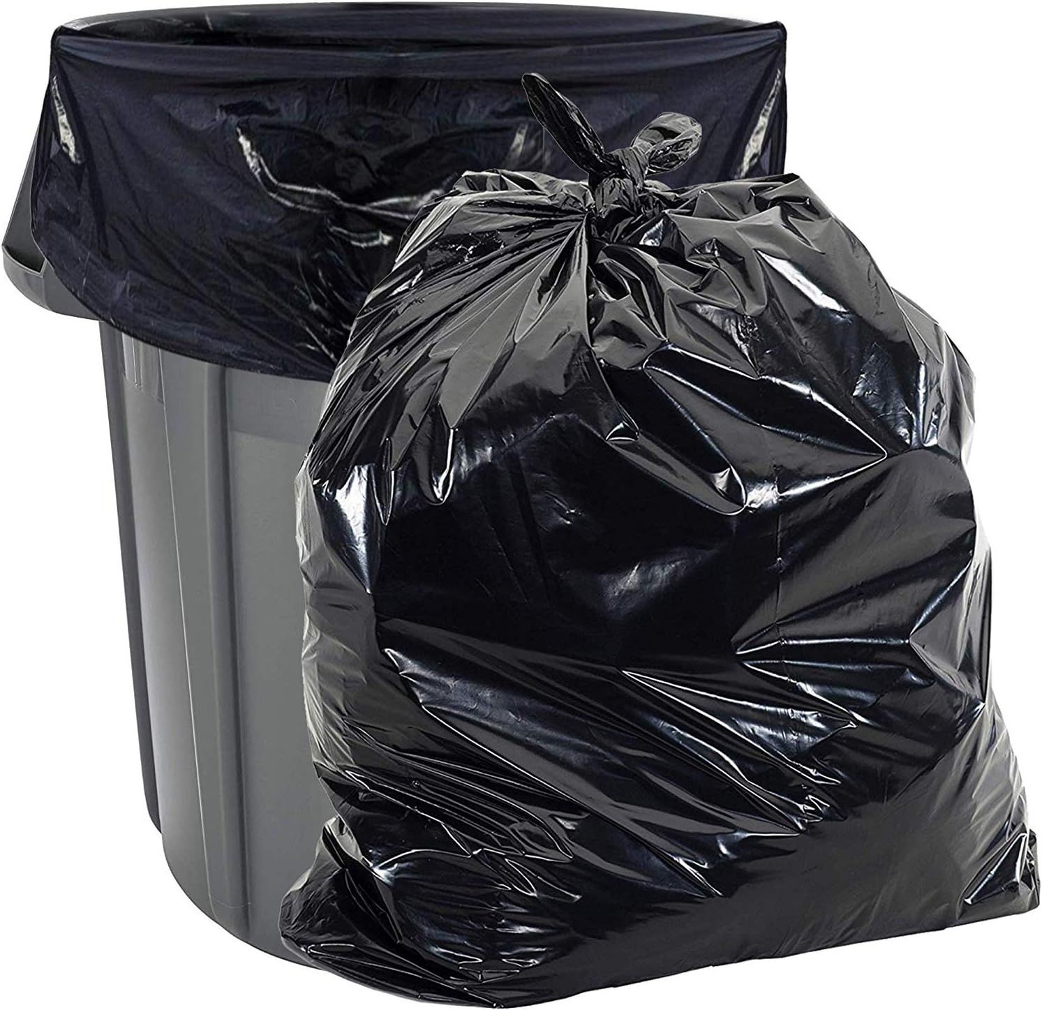 Commander 42 Gallon Black Heavy Duty Recycled Trash Bags with Drawstring