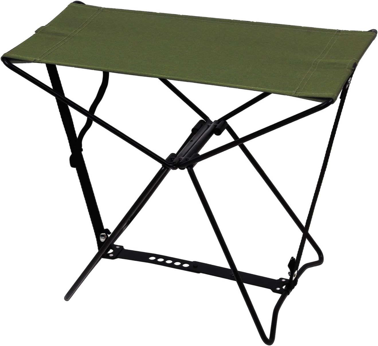 Olive Drab Folding Camp Stool with Black Metal Frame