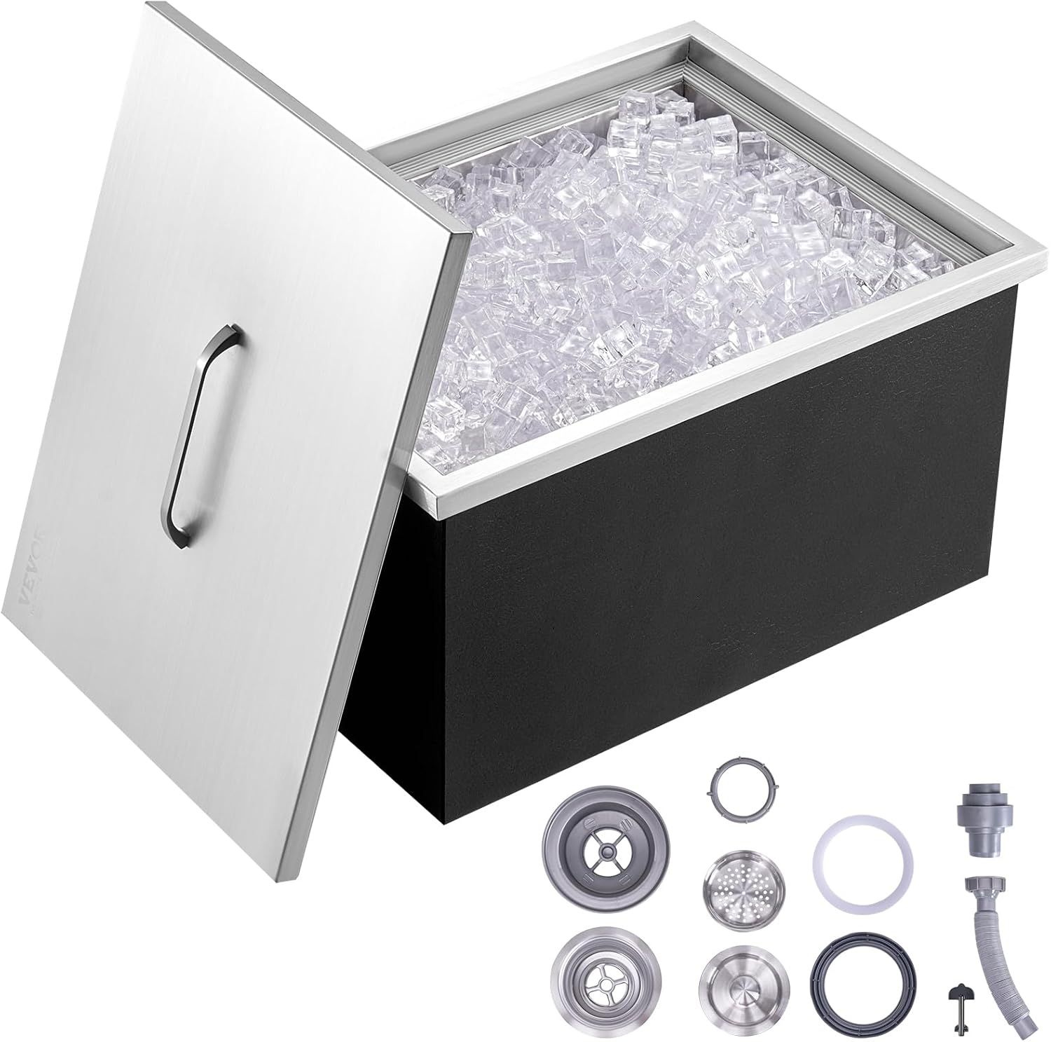 20" x 14" Stainless Steel Drop-In Ice Bin Chest