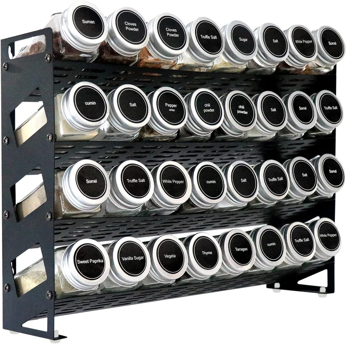 Matte Black 4-Tier Metal Spice Rack Organizer