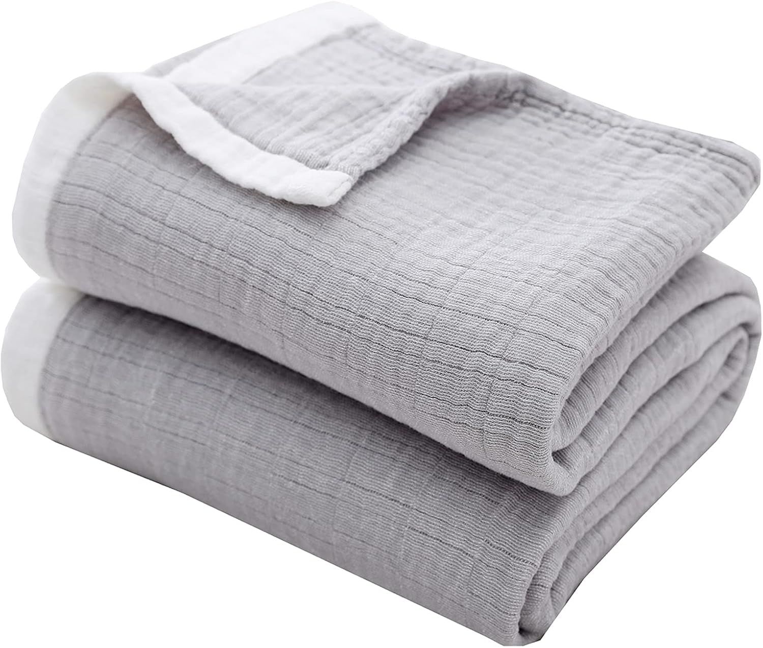 Gray Cotton Muslin Baby Throw Blanket, 50"x60"