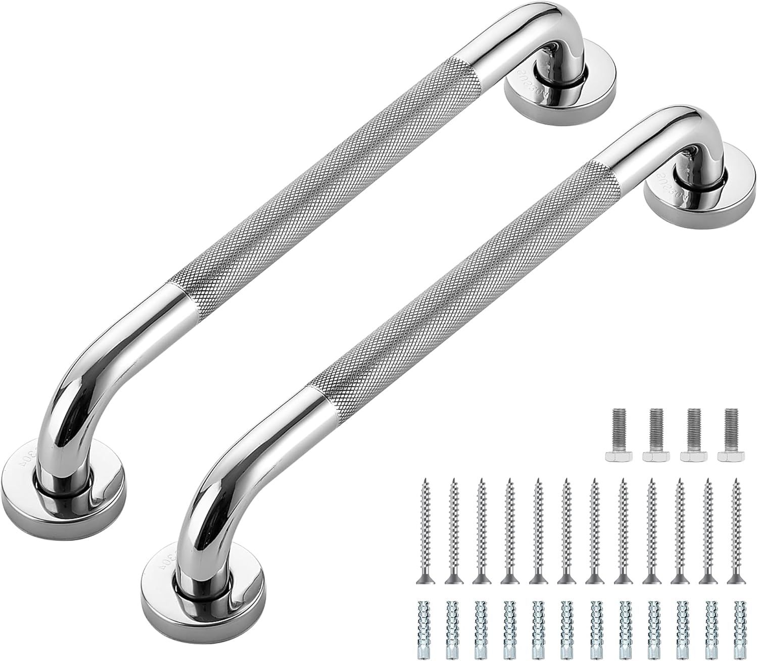 16-Inch Polished Nickel Stainless Steel Anti-Slip Shower Grab Bars