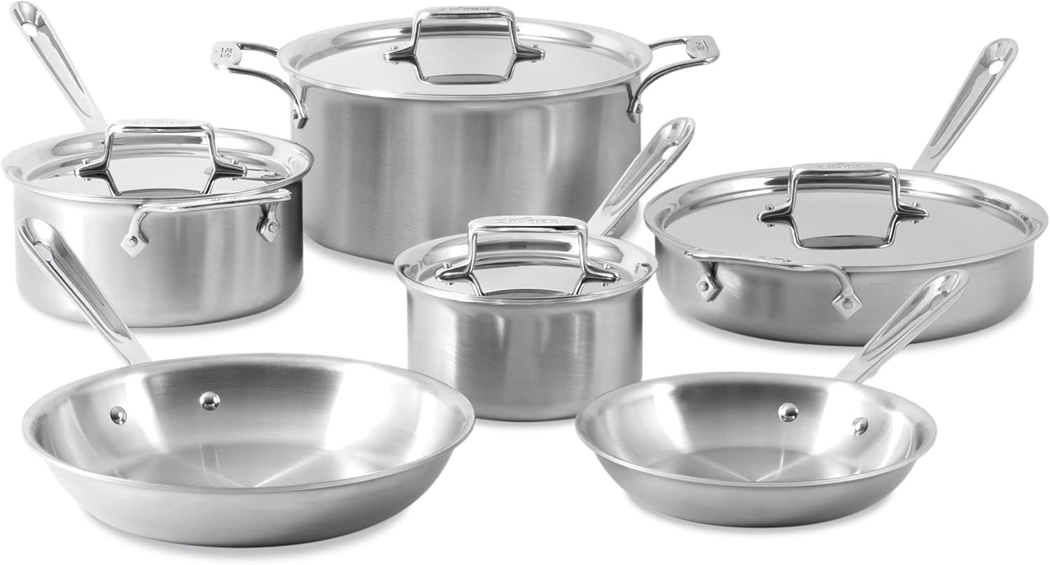 10-Piece Silver Stainless Steel Non-Stick Cookware Set