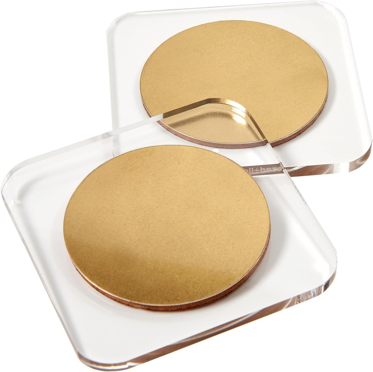 Square Acrylic Coasters with Gold Accents, Set of 2