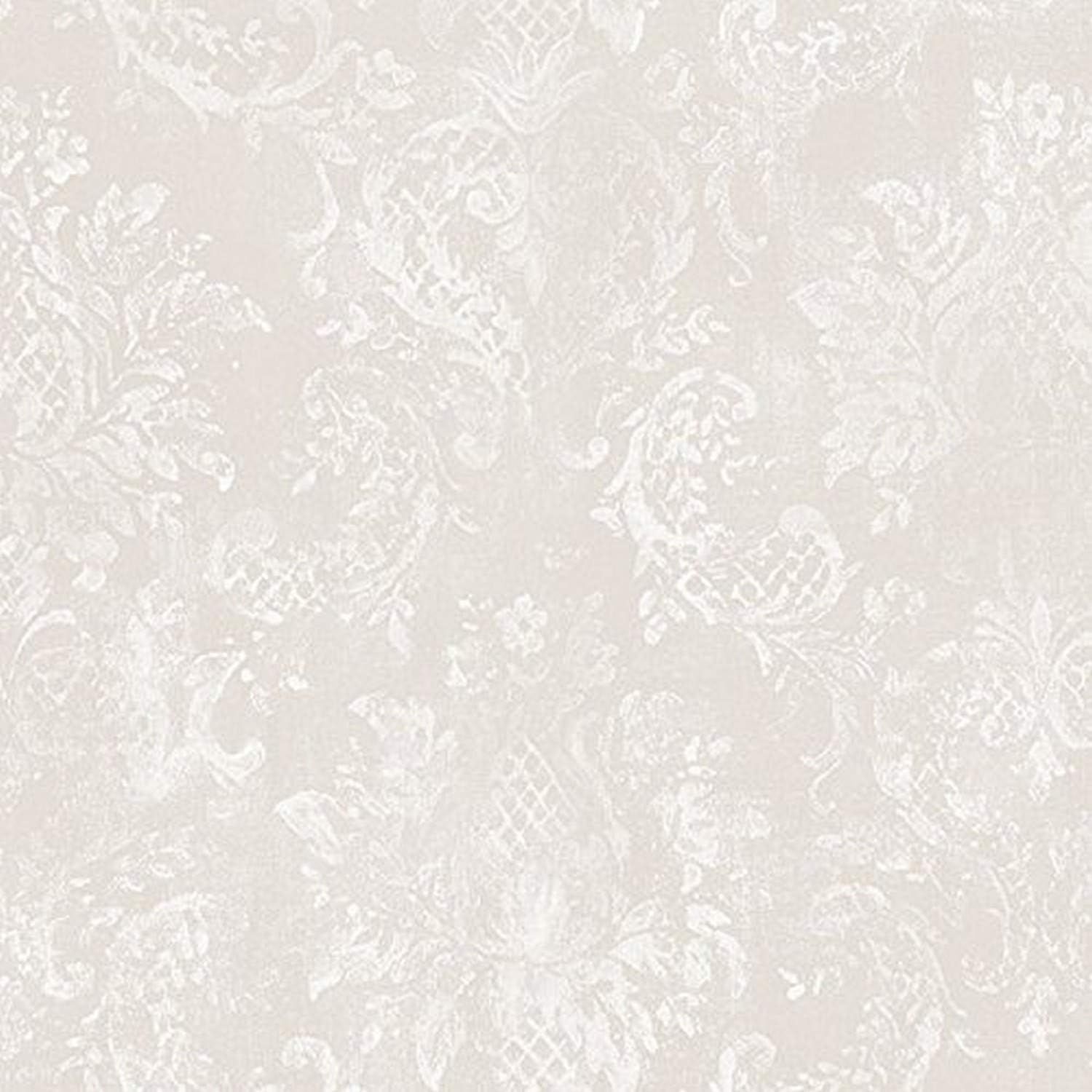 Taupe Damask Pre-Pasted Washable Wallpaper Double Roll