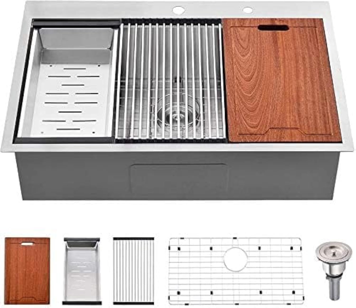 33 Inch Stainless Steel Farmhouse Workstation Kitchen Sink