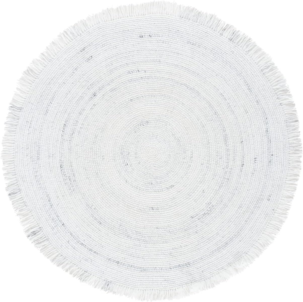 Ivory Braided Round Handmade Synthetic Area Rug, 4'