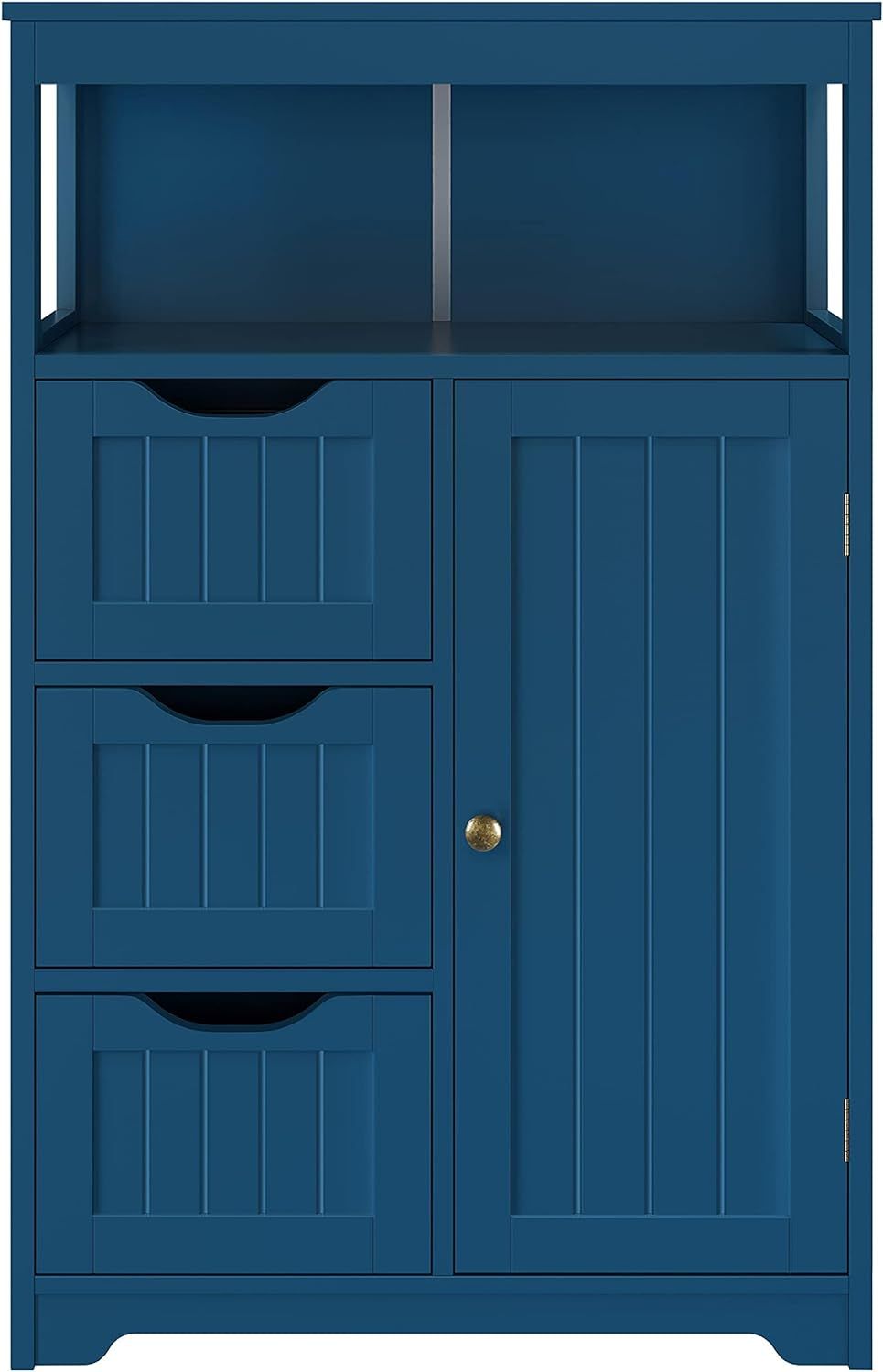 Navy Blue Wooden Bathroom Floor Cabinet with Adjustable Shelves