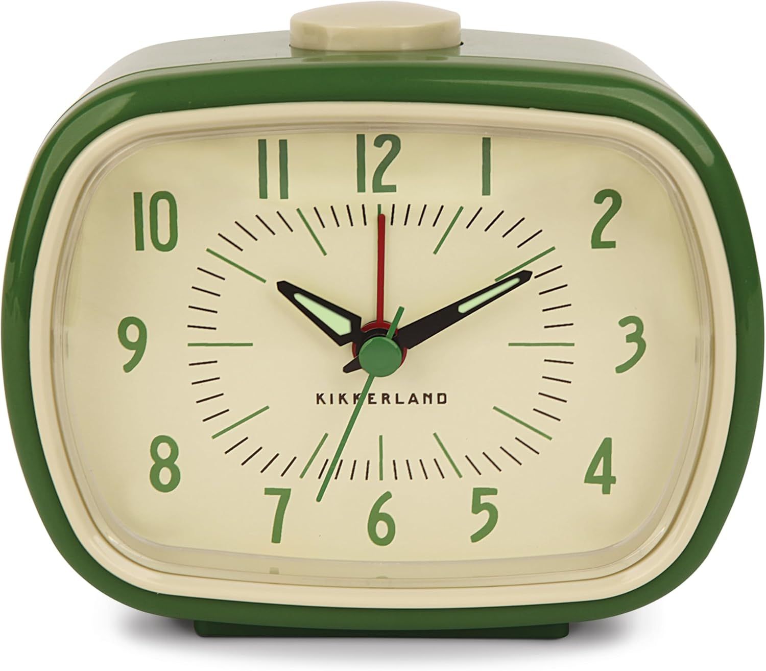 Green Retro Plastic Alarm Clock with Glow Hands