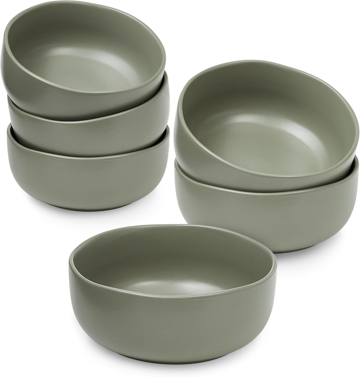 Sage Green Stoneware 28oz Cereal Bowls Set of 6