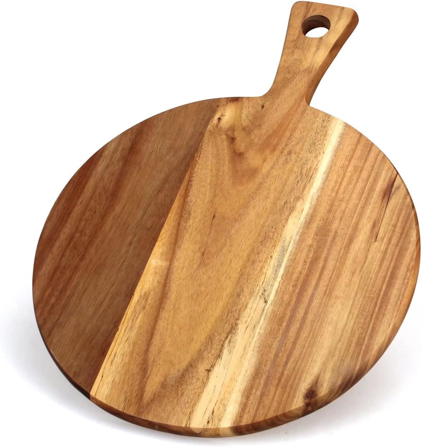 Acacia Wood Round Paddle Cutting Board with Handle