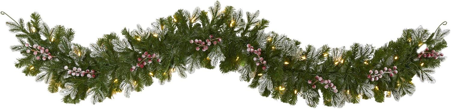 6ft Snow Tipped Artificial Pine Christmas Garland with LED Lights