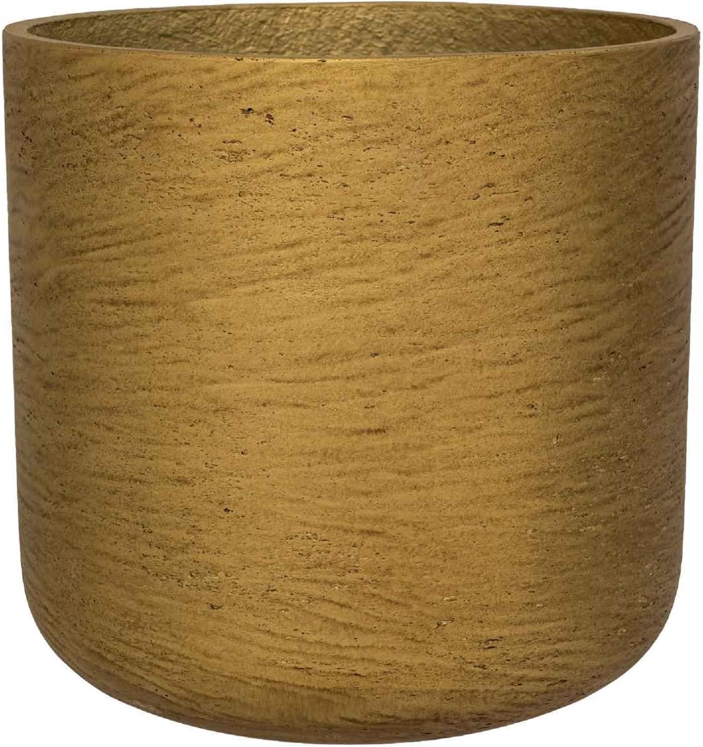 Charlie Metallic Gold Fiberclay Round Planter 17.32"