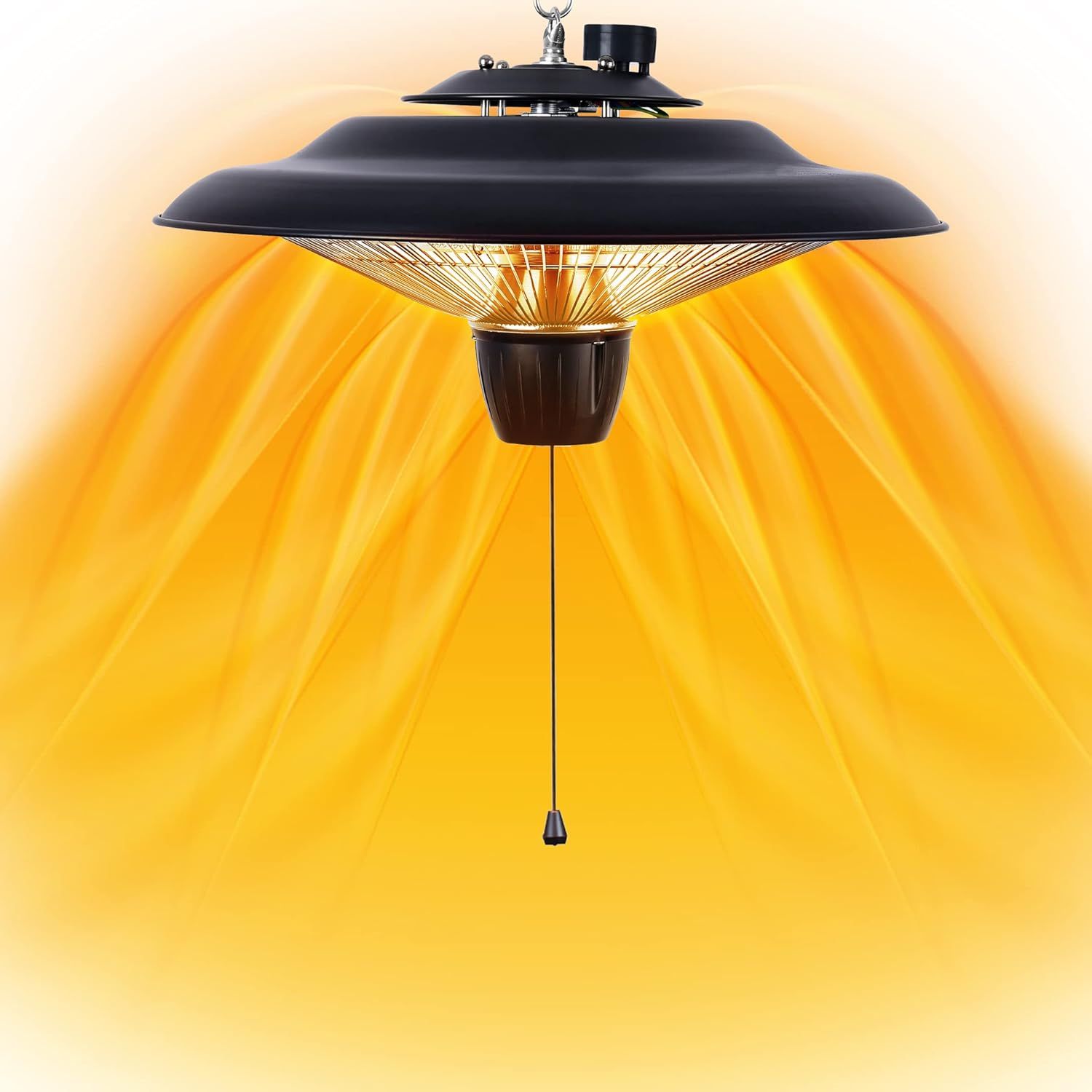 Black Electric Ceiling Mounted Patio Heater with Timer