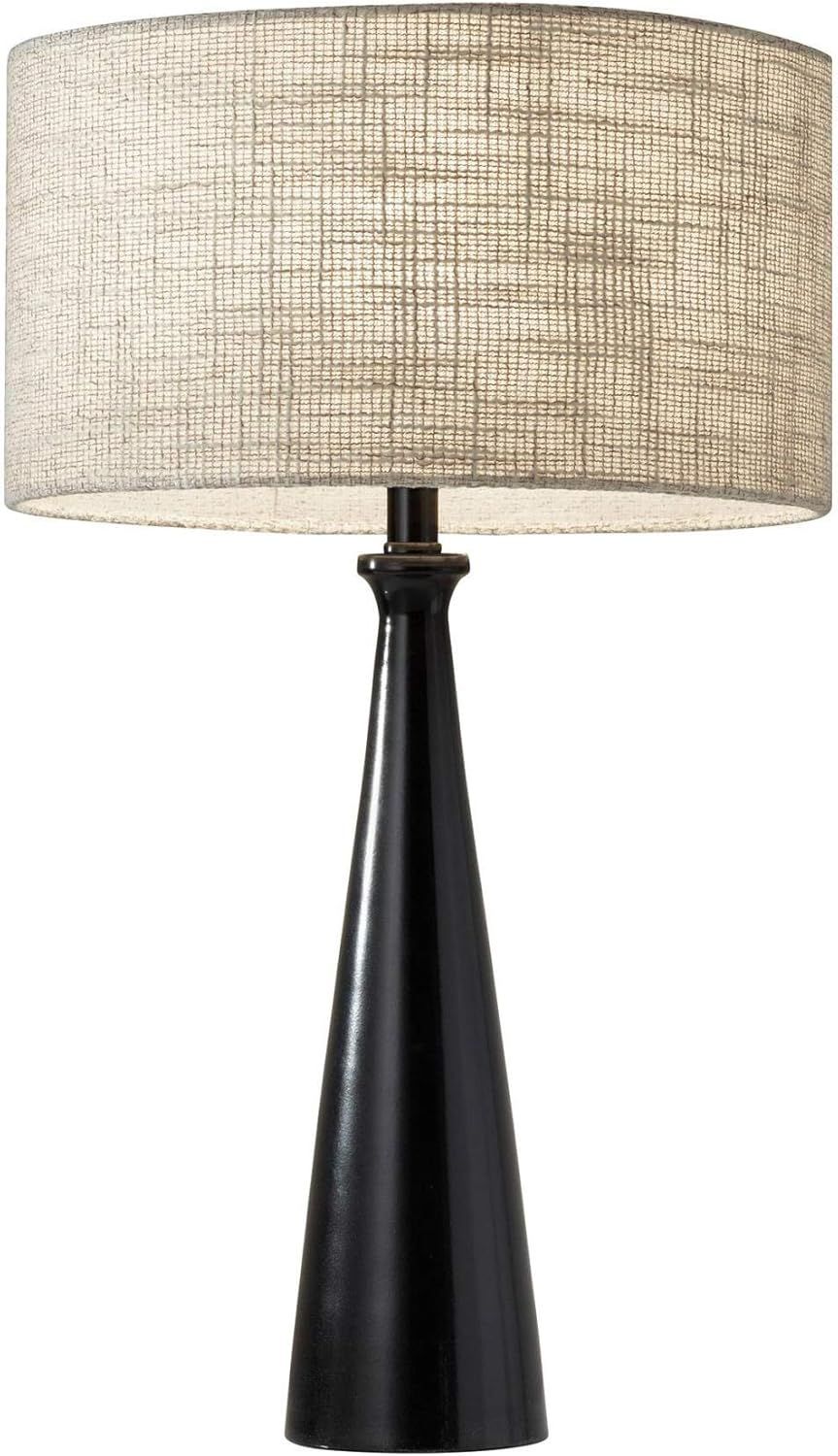 Black Tapered Metal Table Lamp with Cream Shade