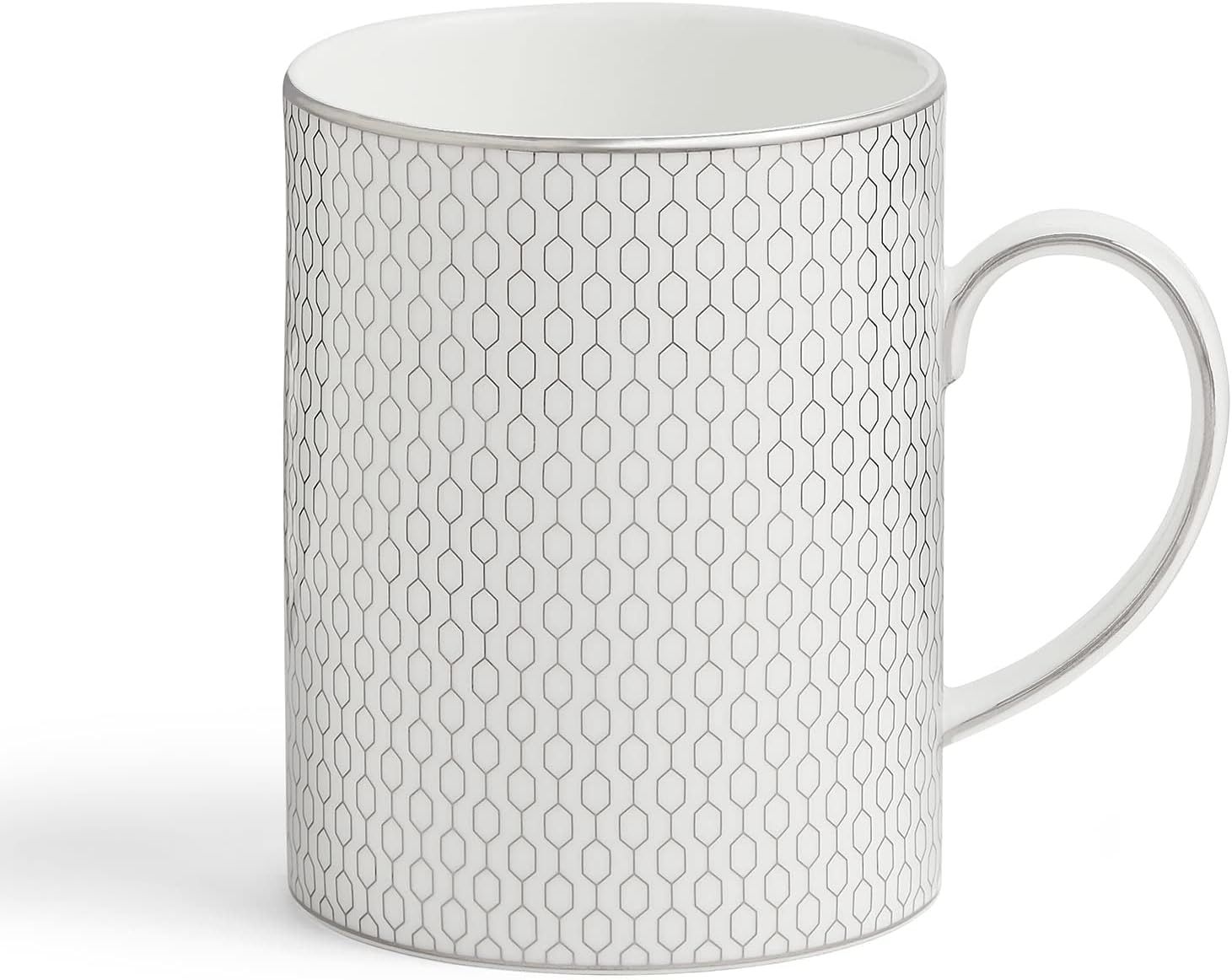 Gio Platinum Geometric Ceramic Mug with Metallic Accents