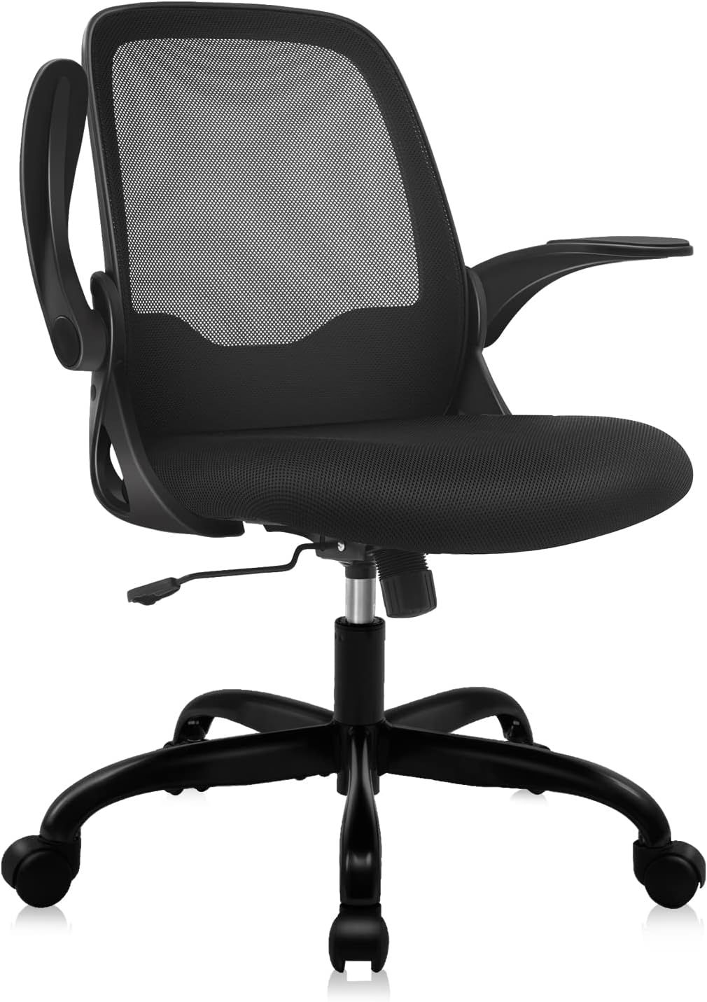 Black Mesh Ergonomic Swivel Task Chair with Adjustable Arms